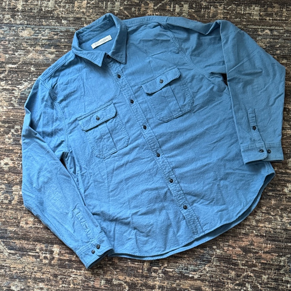 OUTERKNOWN Organic Cotton Mens LS Blue Button-Up Shirt